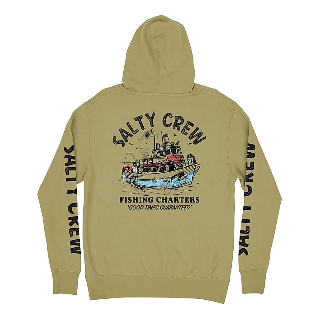 Salty Crew Fishing Charters Hooded Fleece Sandstone in der Gruppe Kleidung & Schuhe / Kleidung / Pullover / Hoodies bei Sportfiskeprylar.se (0804046385486r)