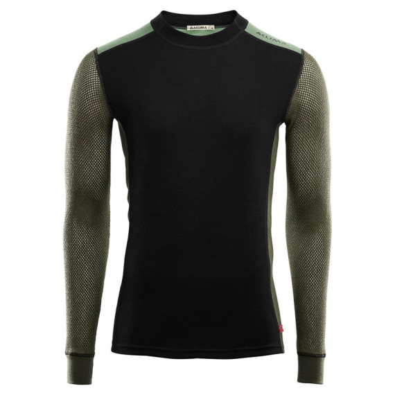 Aclima WoolNet Hybrid Crewneck M\'s Jet Black/Olive Night/Dill in der Gruppe Kleidung & Schuhe / Kleidung / Schichten & Unterwäsche / Baselayer-Oberteile bei Sportfiskeprylar.se (105881r)