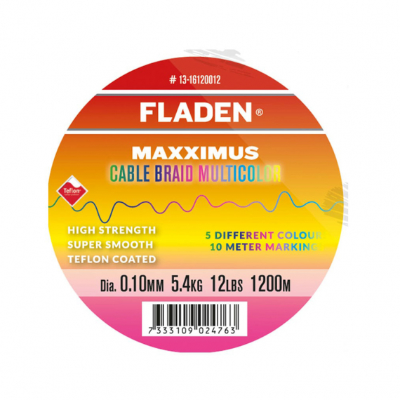 Fladen Maxximus Cable Braid Multicolor 1200m - 0.16mm in der Gruppe Schnüre / Geflochtene Schnüre bei Sportfiskeprylar.se (13-16120025)
