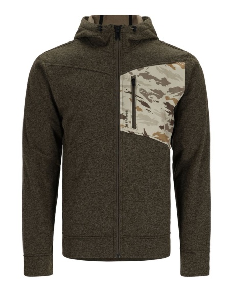 Simms CX Hoody - Full Zip Dark Stone/Ghost Camo Stone in der Gruppe Kleidung & Schuhe / Kleidung / Pullover / Hoodies bei Sportfiskeprylar.se (13655-3008-20r)