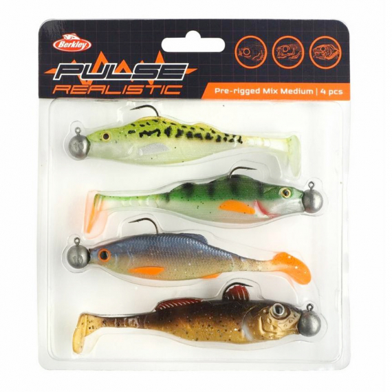 Berkley Pulse Realistic Pre-Rigged Mix Medium (4-pack) in der Gruppe Köder / Gummiköder / Barsch Gummifische & Zander Gummifische bei Sportfiskeprylar.se (1571047)