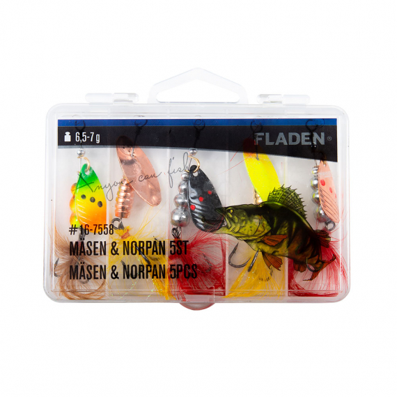 Fladen Mäsen & Norpan 5pcs 6,5-7g In Plastic Box in der Gruppe Köder / Spinner bei Sportfiskeprylar.se (16-7558)
