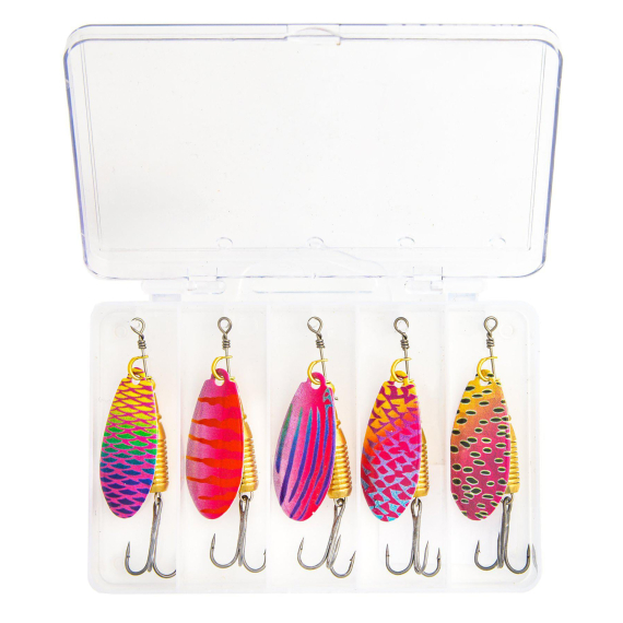 Fladen Rainbow Shineer Spinner 8g 55mm - 5-pack in der Gruppe Köder / Spinner bei Sportfiskeprylar.se (16-7569)