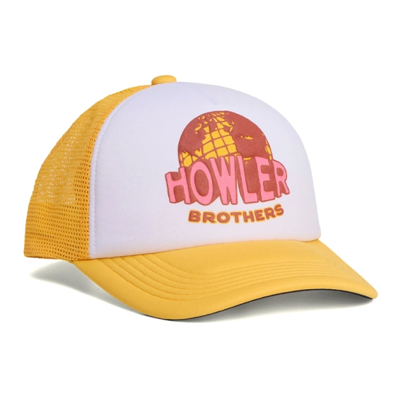 Howler Bro\'s Foam Dome Worldwide Howler - Yellow / White in der Gruppe Kleidung & Schuhe / Kappen & Kopfbedeckungen / Caps bei Sportfiskeprylar.se (160925F-YLW)