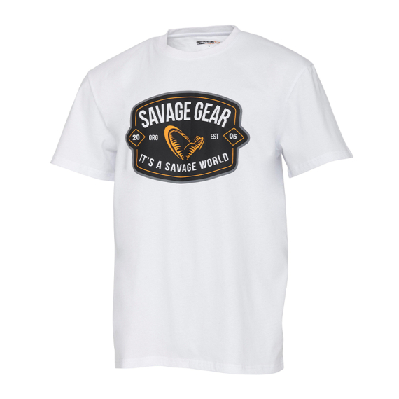 Savage Gear Badge Logo Tee White in der Gruppe Kleidung & Schuhe / Kleidung / T-shirts bei Sportfiskeprylar.se (1642660r)