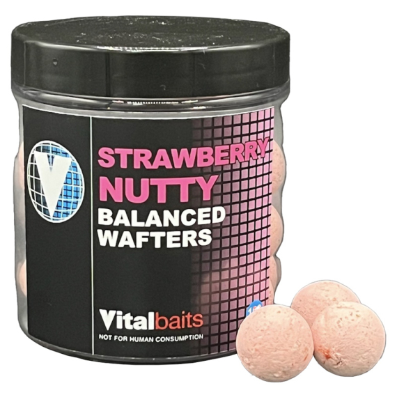 Vital Baits Strawberry Nutty Wafters 100 g in der Gruppe Köder / Boilies, Baits & Groundbait / Popups bei Sportfiskeprylar.se (17-0010r)