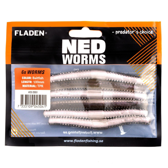 Fladen NED worm 10cm in der Gruppe Angelmethoden / Raubfischangeln / Köder / Gummiköder / Krebse & Creaturebaits bei Sportfiskeprylar.se (20-20061r)