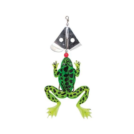 Fladen Frosch Big m. Rotierender Löffel 18cm, 25g - Limegreen/Black in der Gruppe Köder / Oberflächenköder & Poppers bei Sportfiskeprylar.se (20-57180-01)