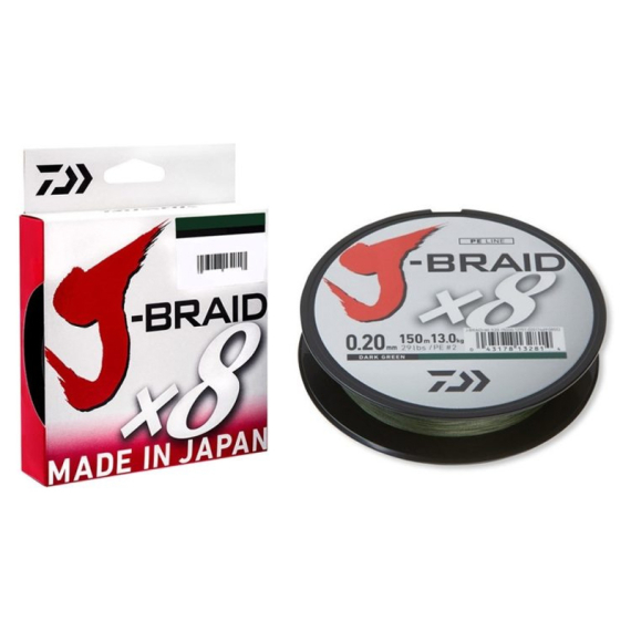 Daiwa J-Braid X8 150m Dark Green in der Gruppe Schnüre / Geflochtene Schnüre bei Sportfiskeprylar.se (200148r)