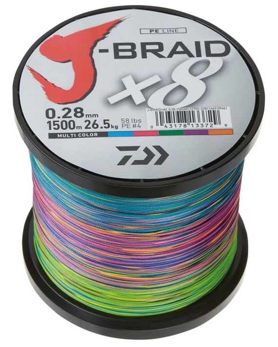 Daiwa J-Braid X8 1500m Multi Color in der Gruppe Schnüre / Geflochtene Schnüre bei Sportfiskeprylar.se (200218r)