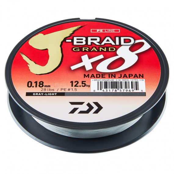 Daiwa J-braid Grand X8 Grey 135m in der Gruppe Schnüre / Geflochtene Schnüre bei Sportfiskeprylar.se (210606r)