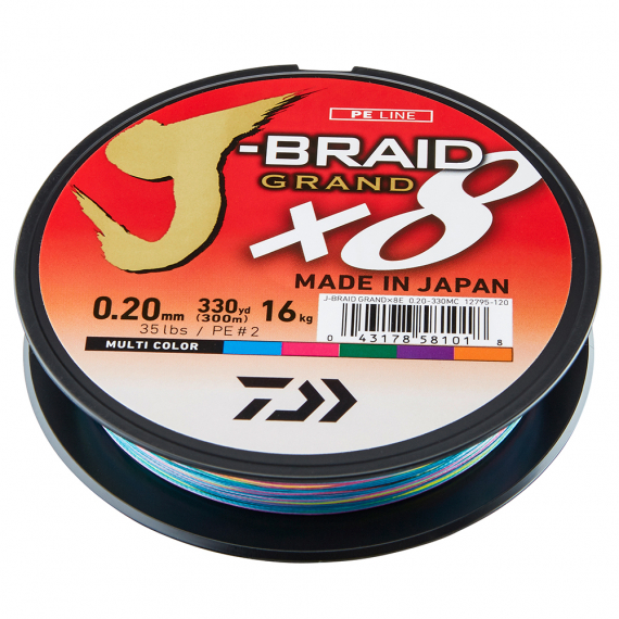 Daiwa J-braid Grand X8 Multi Color 300m in der Gruppe Schnüre / Geflochtene Schnüre bei Sportfiskeprylar.se (210679r)