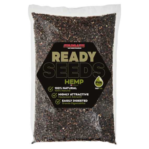 Starbaits Ready Seeds Hemp 1kg in der Gruppe Köder / Boilies, Baits & Groundbait / Partikel bei Sportfiskeprylar.se (29-74214)