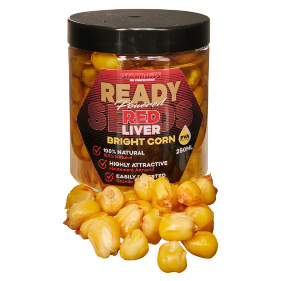 Starbaits Ready Seeds Bright Corn Red Liver 250ml in der Gruppe Köder / Boilies, Baits & Groundbait / Partikel bei Sportfiskeprylar.se (29-74656)