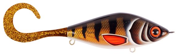 TrueGlide Guppie Jr, 11cm, 70gr - Golden Perch - Gold / Gold glitter in der Gruppe Köder / Tail Köder & Hybrid Köder bei Sportfiskeprylar.se (29-EG208A-TR003)