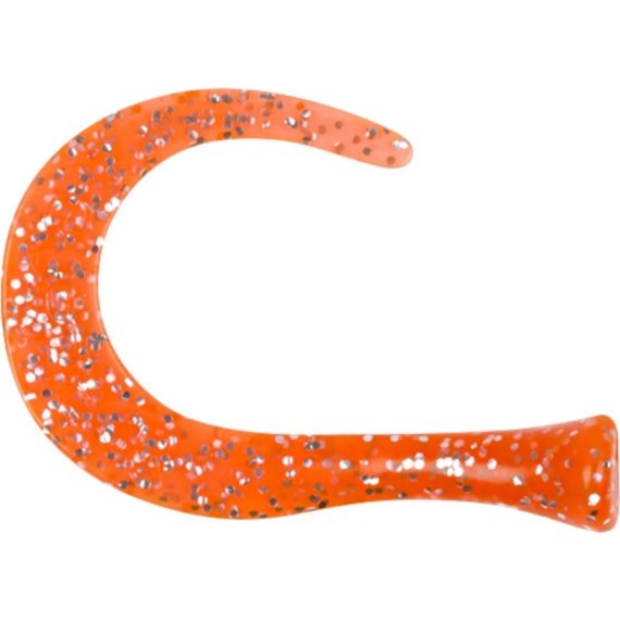 TrueGlide Guppie Tail, 3 curly / 1 paddle, Orange/Silver Glitter in der Gruppe Köder / Gummiköder / Extra Tails & Curlys bei Sportfiskeprylar.se (29-EG208T-ORG)