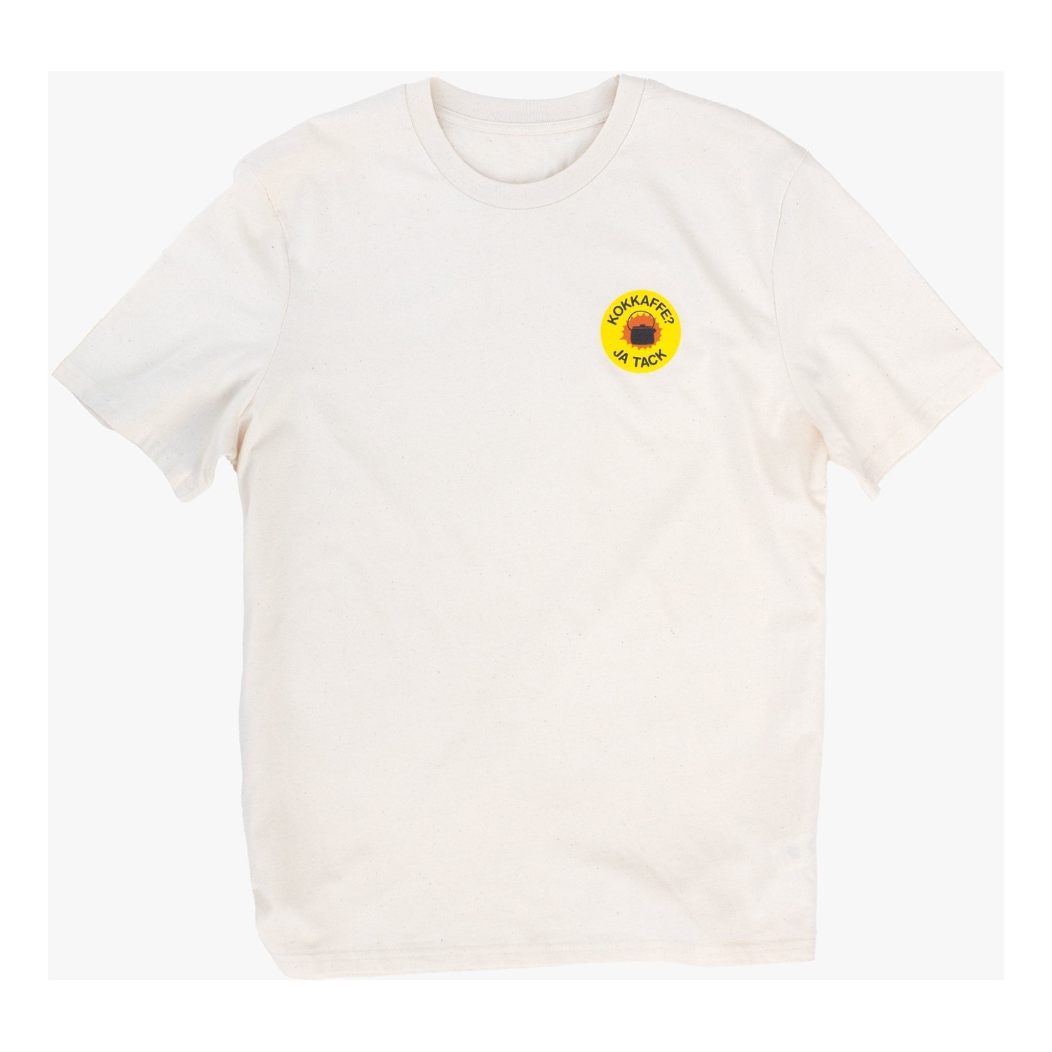 Lemmel T-Shirt Kokkaffe ja tack - Nature white w yellow print in der Gruppe Kleidung & Schuhe / Kleidung / T-shirts bei Sportfiskeprylar.se (3010110-7134r)