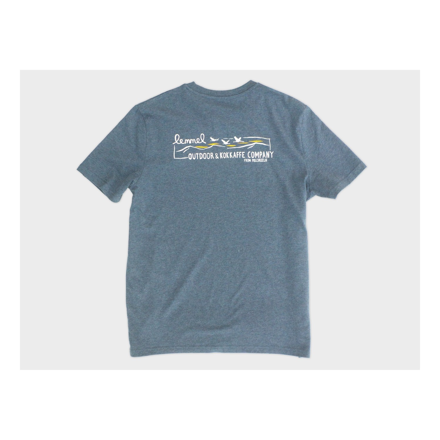 Lemmel T-shirt Lemmel Outdoor Co. Heather blue, with backprint in der Gruppe Kleidung & Schuhe / Kleidung / T-shirts bei Sportfiskeprylar.se (3010115-6034r)