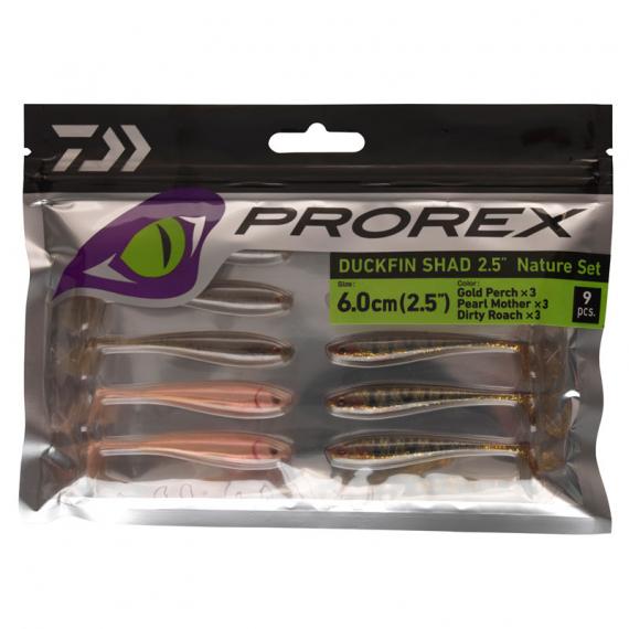 Daiwa PX Duckfin Shad 6,3cm (9stk.) - Nature Set in der Gruppe Köder / Gummiköder / Barsch Gummifische & Zander Gummifische bei Sportfiskeprylar.se (32-216784)