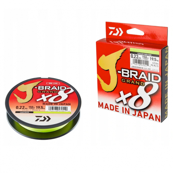 Daiwa J-Braid Grand X8 135m Chartreuse in der Gruppe Schnüre / Geflochtene Schnüre bei Sportfiskeprylar.se (32-217526r)
