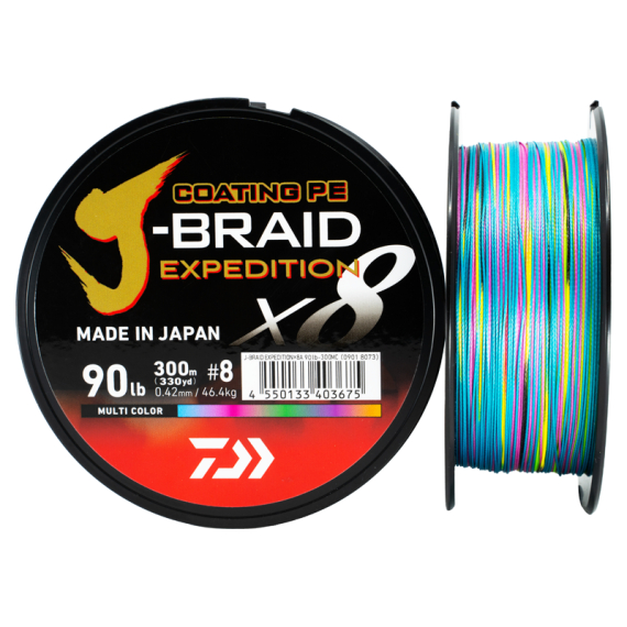 Daiwa J-Braid Expedition x8E 500m Multi Color in der Gruppe Schnüre / Geflochtene Schnüre bei Sportfiskeprylar.se (32-222790r)