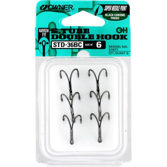 Owner STDN-36BC Double Tube Hook (6-pcs) in der Gruppe Haken & Zubehör / Fliegenbinden / Fliegenbindematerial / Tubenhaken bei Sportfiskeprylar.se (44-51677-06r)