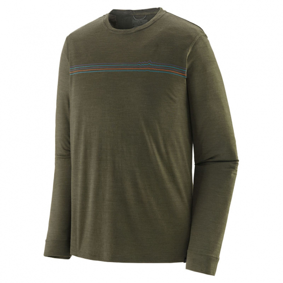Patagonia M\'s L/S Cap Cool Merino Graphic Shirt Fitz Roy Fader: Basin Green in der Gruppe Kleidung & Schuhe / Kleidung / Pullover / Langärmlige T-Shirts bei Sportfiskeprylar.se (44585-FFBAr)