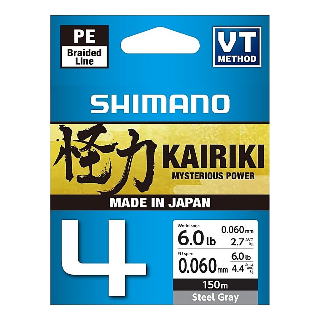 Shimano Line Kairiki 4 150m 0.06mm 4.4kg Steel Gray in der Gruppe Schnüre / Geflochtene Schnüre bei Sportfiskeprylar.se (5000041961DO)