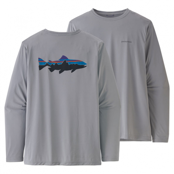 Patagonia M\'s L/S Cap Cool Daily Fish Graphic Shirt Fitz Roy Trout: Salt Grey in der Gruppe Kleidung & Schuhe / Kleidung / Pullover / Langärmlige T-Shirts bei Sportfiskeprylar.se (52147-FTGYr)
