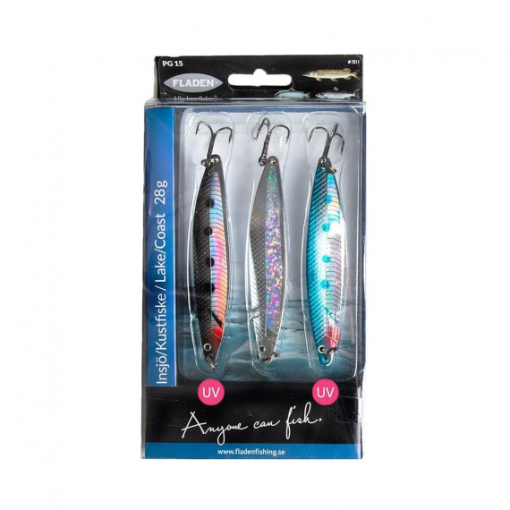 Fladen Nidingen 28g 3-pack, Schwartz/Silber/Blau in der Gruppe Köder / Meerforellenköder & Küstenwobbler / Meerforellenköder bei Sportfiskeprylar.se (7011-TR1)