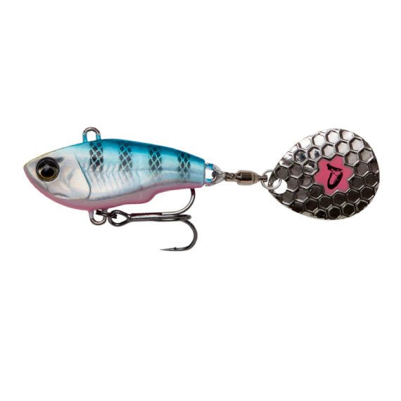 Savage Gear Fat Tail Spin 8cm, 24g Sinking - Blue Silver Pink in der Gruppe Köder / Vibrationsköder bei Sportfiskeprylar.se (71772)