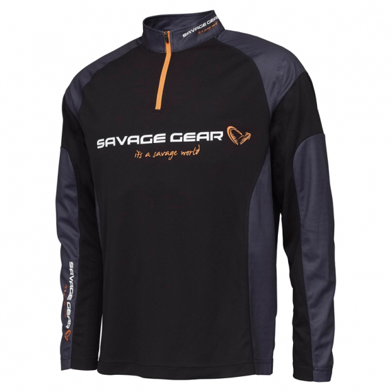 Savage Gear Tournament Gear Shirt 1/2 Zip, Black Ink in der Gruppe Kleidung & Schuhe / Kleidung / Pullover / Langärmlige T-Shirts bei Sportfiskeprylar.se (73682r)