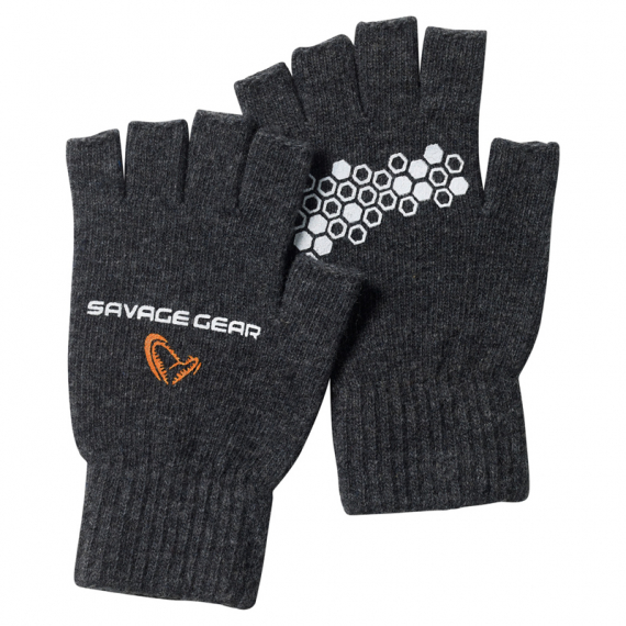 Savage Gear Knitted Half Finger Glove Dark Grey Melange in der Gruppe Kleidung & Schuhe / Kleidung / Handschuhe bei Sportfiskeprylar.se (76550r)