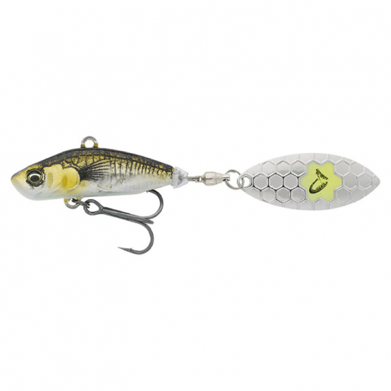 Savage Gear 3D Sticklebait Tailspin 8cm, 18g Sinking - Green Silver Ayu in der Gruppe Köder / Vibrationsköder bei Sportfiskeprylar.se (76818)