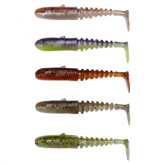 Savage Gear Gobster Shad 9cm 9g (5pcs) - Clear Water Mix in der Gruppe Köder / Gummiköder / Barsch Gummifische & Zander Gummifische bei Sportfiskeprylar.se (76954)