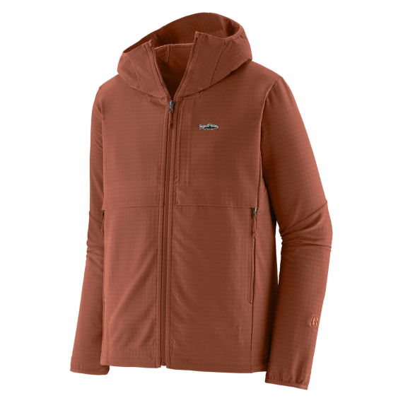 Patagonia M\'s R1 TechFace Fitz Roy Trout Hoody Sisu Brown in der Gruppe Kleidung & Schuhe / Kleidung / Pullover / Fleece-Pullover bei Sportfiskeprylar.se (81786-SIBR-Sr)