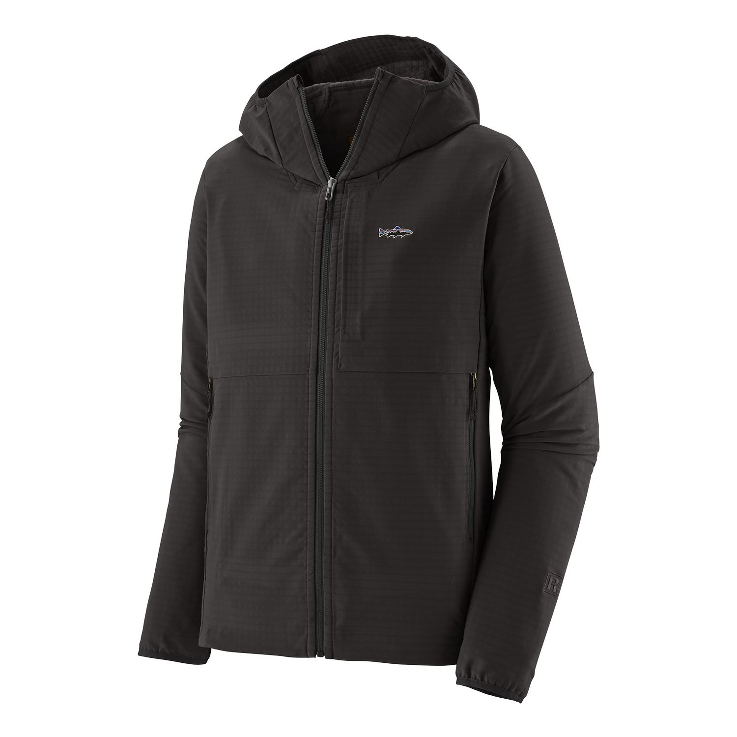 Patagonia M\'s R1 TechFace Fitz Roy Trout Hoody BLK in der Gruppe Kleidung & Schuhe / Kleidung / Jacken / Windstopper bei Sportfiskeprylar.se (81787-BLK-XXLr)