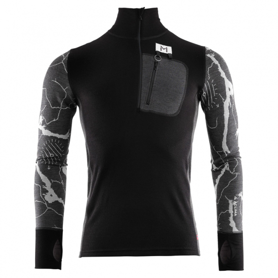 Aclima Lars Monsen Femunden Polo M\'s Jet Black/Marengo/Femunden Dark in der Gruppe Kleidung & Schuhe / Kleidung / Schichten & Unterwäsche / Baselayer-Oberteile bei Sportfiskeprylar.se (90-107597r)