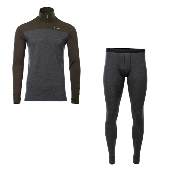 Aclima LightWool 180 Polo w/zip & Longs M\'s Tarmac/Marengo in der Gruppe Kleidung & Schuhe / Kleidung / Schichten & Unterwäsche bei Sportfiskeprylar.se (ACLLW180SET)