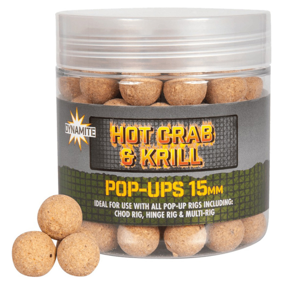 Dynamite Baits Big Fish Hot Crab & Krill Pop-Ups 15mm in der Gruppe Köder / Boilies, Baits & Groundbait / Popups & Wafters bei Sportfiskeprylar.se (ADY041647)