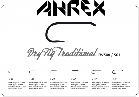 Ahrex FW500 - Dry Fly Traditional #16 in der Gruppe Haken & Zubehör / Haken / Fliegenbindenhaken bei Sportfiskeprylar.se (AFW50016)