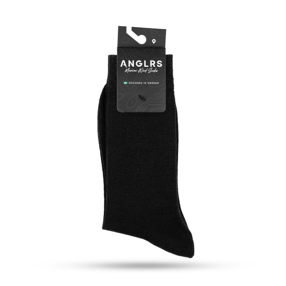 Anglrs Merino Wool Socks Black 41-46 1-pack in der Gruppe Kleidung & Schuhe / Kleidung / Schichten & Unterwäsche / Socken bei Sportfiskeprylar.se (AMWB41461)