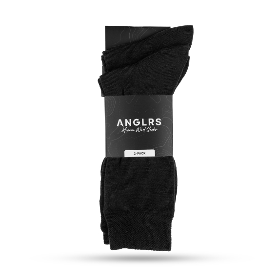 Anglrs Merino Wool Socks Black 41-46 2-pack in der Gruppe Kleidung & Schuhe / Kleidung / Schichten & Unterwäsche / Socken bei Sportfiskeprylar.se (AMWB41462)