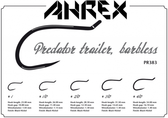 Ahrex PR383 - Predator Trailer Hook, Barbless #1/0 in der Gruppe Haken & Zubehör / Haken / Fliegenbindenhaken bei Sportfiskeprylar.se (APR383-1_0)