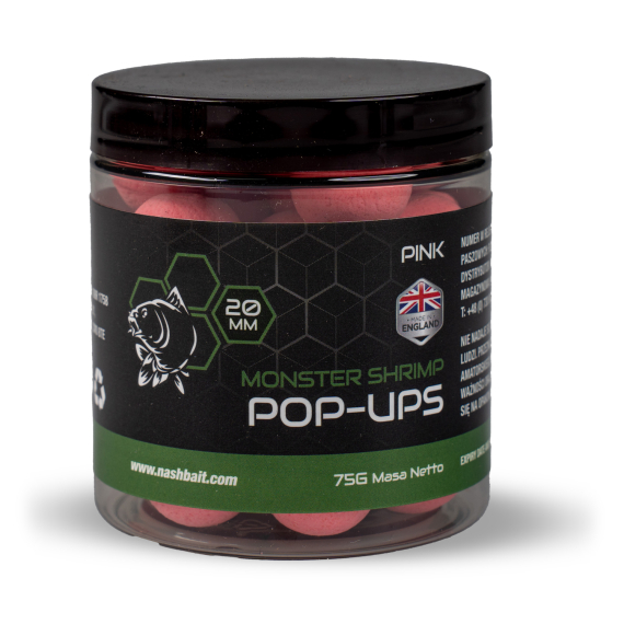 Nash Monster Shrimp Pop Ups in der Gruppe Köder / Boilies, Baits & Groundbait / Popups & Wafters bei Sportfiskeprylar.se (B6526-TPr)