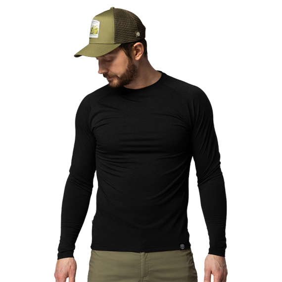 Beyond Nordic BN219 M\'s Light Merino LS Crew Onyx Black in der Gruppe Kleidung & Schuhe / Kleidung / Baselayer & Unterwäsche / Baselayer-Oberteile bei Sportfiskeprylar.se (BN219-M-BLACK-Lr)