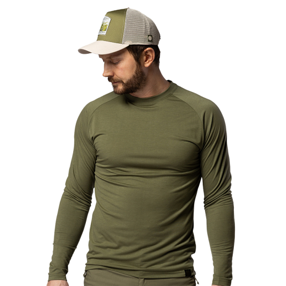 Beyond Nordic BN219 M\'s Light Merino LS Crew Moss Green in der Gruppe Kleidung & Schuhe / Kleidung / Baselayer & Unterwäsche / Baselayer-Oberteile bei Sportfiskeprylar.se (BN219-M-MOSS-Lr)