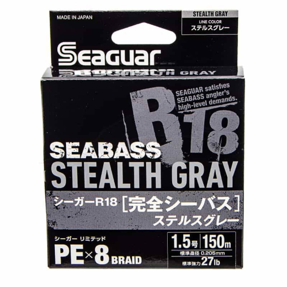 Seaguar R18 Kanzen Seabass 150m Stealth Grey in der Gruppe Schnüre / Geflochtene Schnüre bei Sportfiskeprylar.se (BOB-00-SEAGUAR-00-0055r)