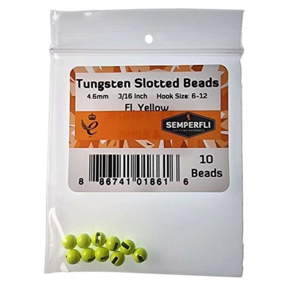Semperfli Tungsten Slotted Beads 4,6mm - Fl Yellow in der Gruppe Haken & Zubehör / Fliegenbinden / Fliegenbindematerial / Gewichtung bei Sportfiskeprylar.se (BTBD046FYL)