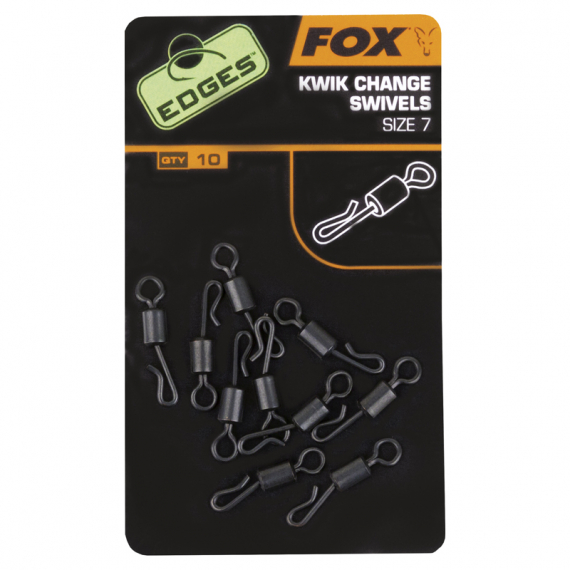 Fox Edges Kwik Change Swivels Size 7 10-pack in der Gruppe Haken & Zubehör / Snaps / Karabiner / Snap Clips & Fastach bei Sportfiskeprylar.se (CAC485)